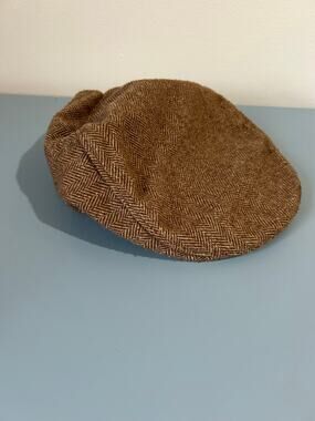 Vintage Totes newsboy cap hat wool blend herringbone lined one size